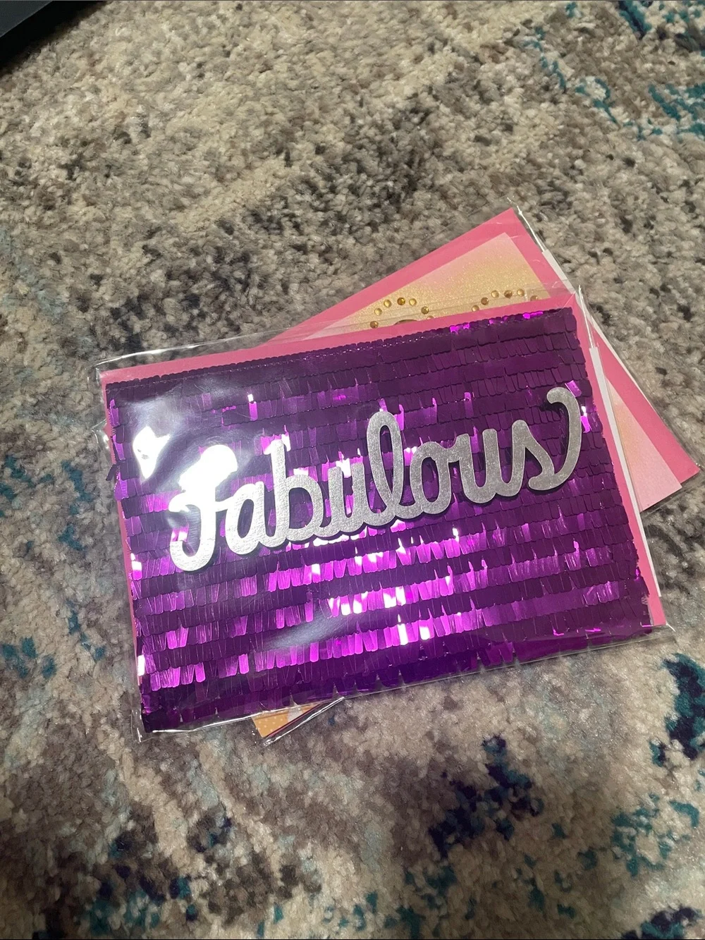 🖤5/$25 Hallmark birthday Fabulous Sequin Purple greeting card & envelope